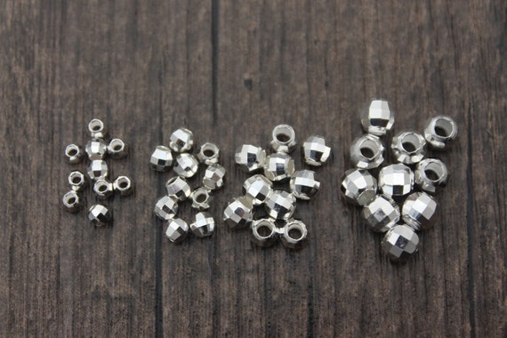 2mm Sparkle Faceted Sterling Silver Beads - 25 pcs-B39M-2