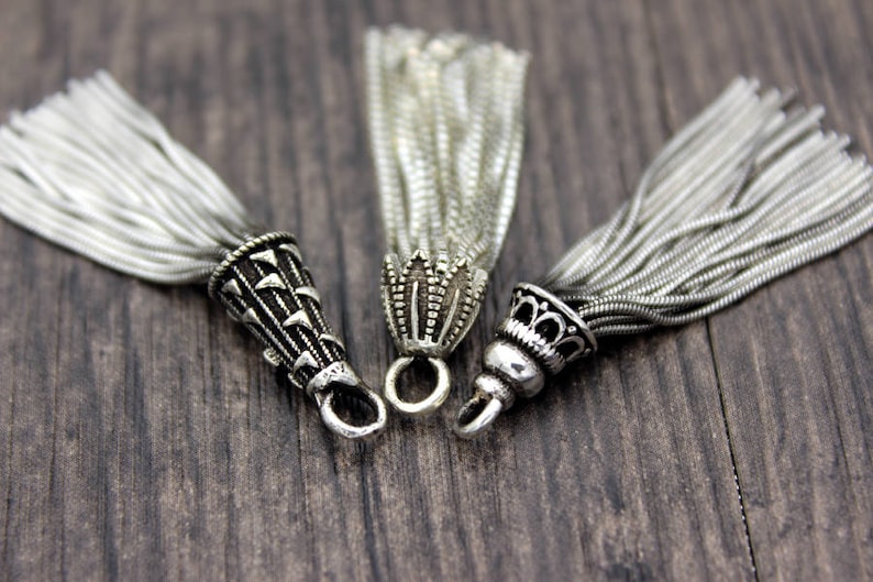 1pcsterling Silver Tassel Charmsterling Silver Chain Tassel Etsy