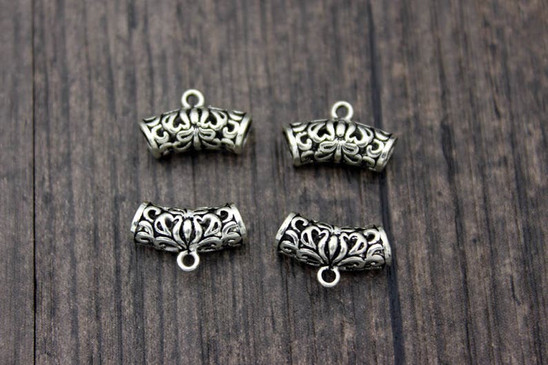 2 Sterling Silver Bails,Pendant Bails,Charm bails,hollow bail tube,tube bails,bail connector,charm holder bail,spacer bail charm,spacer bead