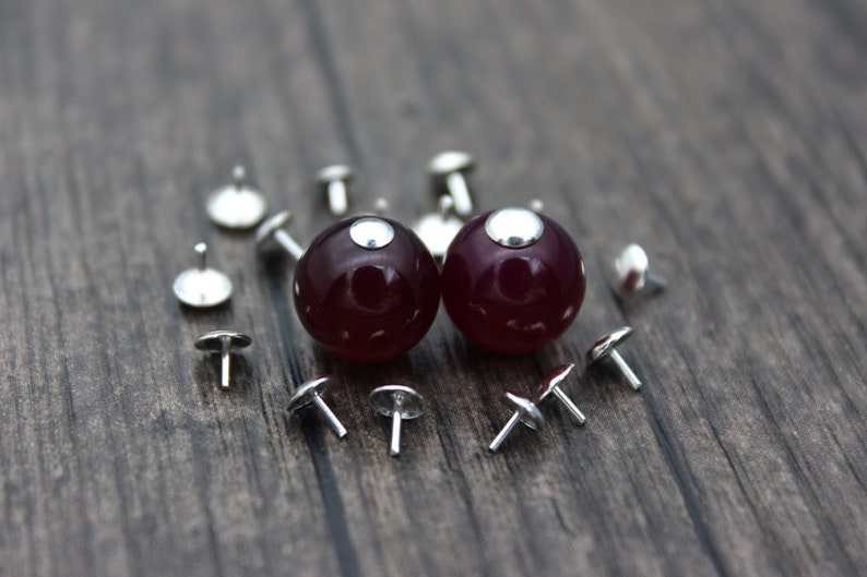 20 Sterling Silver Bead Cap with Peg for Half Drilled Beads, 3mm and 4mm for selection,Bead Hole Cover,Peg Stopper image 1