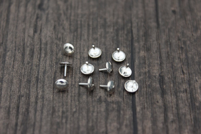 20 Sterling Silver Bead Cap with Peg for Half Drilled Beads, 3mm and 4mm for selection,Bead Hole Cover,Peg Stopper image 2