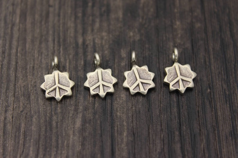 4 Karen Hill Tribe Sterling Silver Peace Charm,Sterling Silver Peace Sign,Peace Symbol Silver round disc charm,Silver Star of David