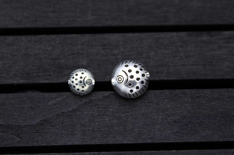 2 Sterling Silver Fish Beads8.5mm 12.5mm Flat Round Silver Etsy