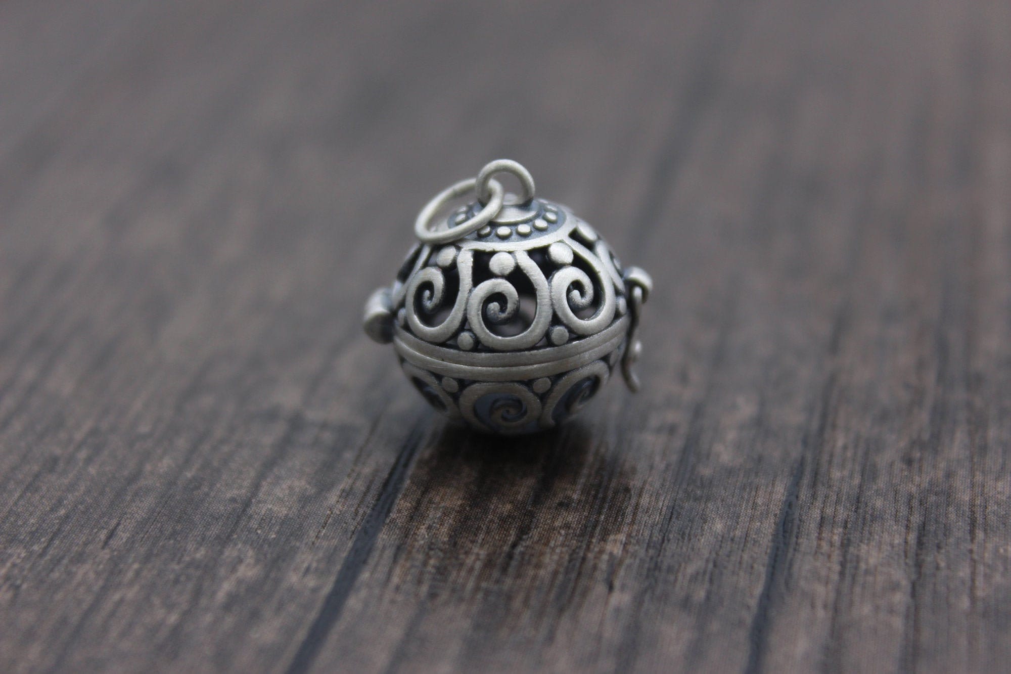 1PC Sterling Silber Medaillon Anhänger, 15 mm Hohl Blume Medaillon, Silber Gebet Box, Wunsch-Box