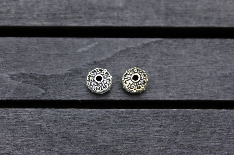 2 Sterling Silver Rondelle Beads,7mm Sterling Silver Spacer Beads,Flat Round Beads,Silver Beads Spacer,Wheel Beads image 4