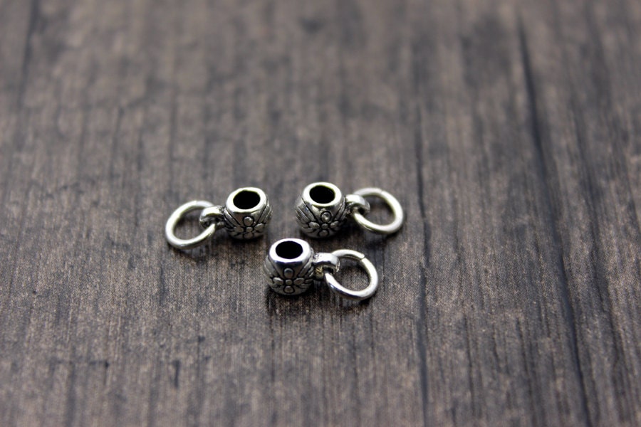 2 Sterling Silver Flower Bail Charms,flower Bail Tubes,floral Tube ...