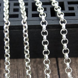 Sterling Silver Rolo Chain,3.5 mm 4mm Rolo Necklace,18-32 Inches length for selection,Necklace Chain for Jewelry Making