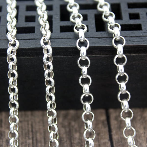 Sterling Silver Rolo Chain,3mm 3.5 mm 4mm Rolo Necklace,18-32 Inches length for selection,Necklace Chain for Jewelry Making