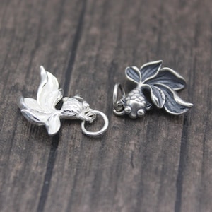 1PC Sterling Silver Fish Charm,Sterling Silver Goldfish Charm,Fish Bracelet Charm,Fish Jewelry