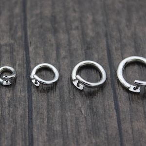 Sterling Silver Lock Jump Rings,Open Jump Rings,6mm 8mm 10mm 12mm 14mm Rose Gold Plated,Gold Plated Lock in Jump Rings image 3