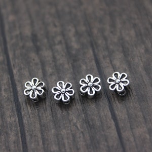 4pcs-6mm Sterling Silver Flower Beads,Silver Flower Spacer Beads,Flower Beads Spacer image 3