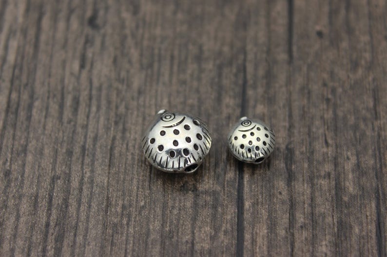 2 Sterling Silver Fish Beads8.5mm 12.5mm Flat Round Silver Etsy