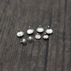 20 Sterling Silver Bead Cap with Peg for Half Drilled Beads, 3mm and 4mm for selection,Bead Hole Cover,Peg Stopper image 4