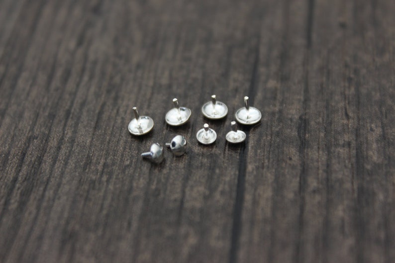 20 Sterling Silver Bead Cap with Peg for Half Drilled Beads, 3mm and 4mm for selection,Bead Hole Cover,Peg Stopper image 4