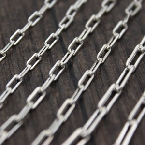 Sterling Silver Paper Clip Chain,2.5mm 3mm 3.5mm Oval Link Chain,Rectangle Link Chain,Unfinished Chain,Bulk Chain 30cm Length