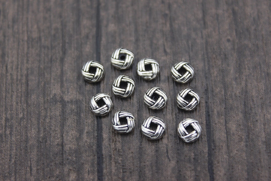 10 Sterling Silver Knot Beads,5mm Silver Rondelle Beads,double Sided