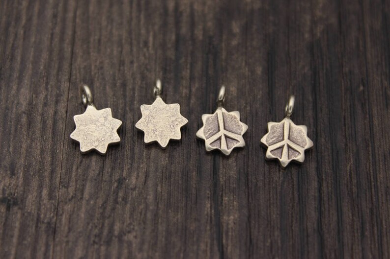 4 Karen Hill Tribe Sterling Silver Peace Charm,Sterling Silver Peace Sign,Peace Symbol Silver round disc charm,Silver Star of David