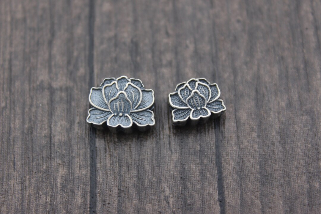 1pcsterling Silver Lotus Bead,10mm 13mm Lotus Flower Flat Bead,lotus