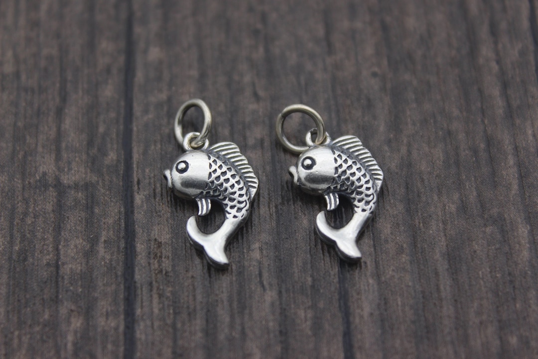 2 Sterling Silver Fish Charms,10x16mm Silver Fish Charms,bracelet