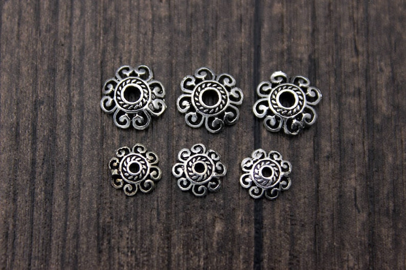 10 Sterling Silver Bead Caps,6mm 8mm 10mm for selection,Sterling Silver Flower Bead Caps