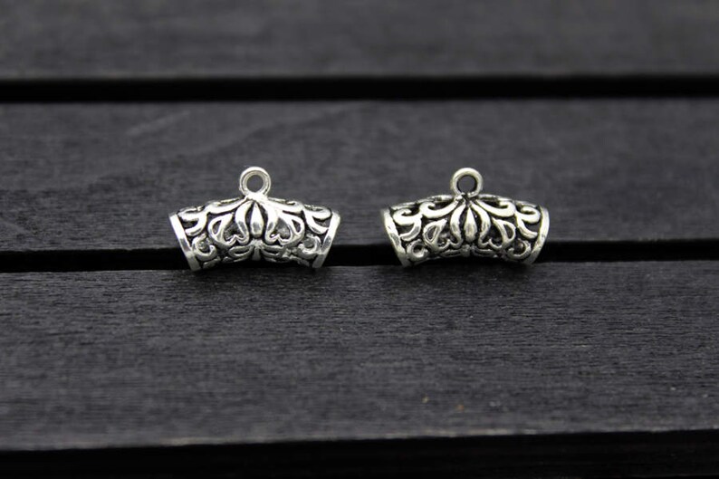2 Sterling Silver Bails,Pendant Bails,Charm bails,hollow bail tube,tube bails,bail connector,charm holder bail,spacer bail charm,spacer bead