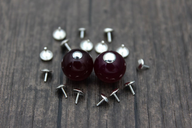 20 Sterling Silver Bead Cap with Peg for Half Drilled Beads, 3mm and 4mm for selection,Bead Hole Cover,Peg Stopper image 6