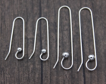 1 Pair Sterling Silver Ear Wires,Sterling Silver Ear Hooks,Silver Wire Hooks,Silver Ball Head Earring Hooks