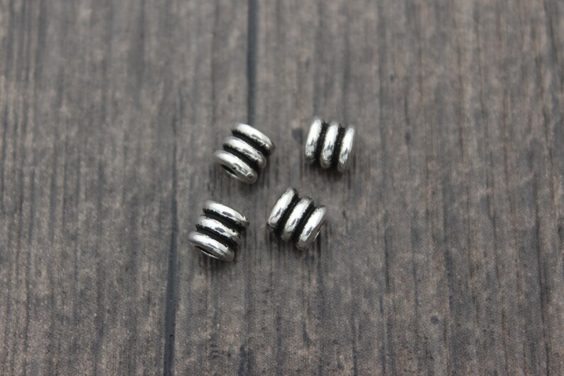 4 Sterling Silver Barrel Beads,6x6mm Sterling Silver Spacer Beads,Silver Spacers,Sterling Silver Beads Spacer