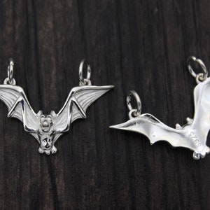 Sterling Silver Bat Charm,Bat Pendant,Sterling Silver Flying Bat Charm,Halloween Charm