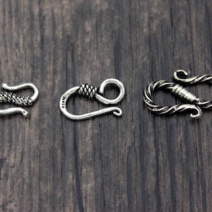 2 Sterling Silver S Hook Clasps,Sterling Silver Hook Clasp,Silver Clasp Connector,Hook Clasp,S Clasp,Necklace Clasp,Connector Clasp image 2