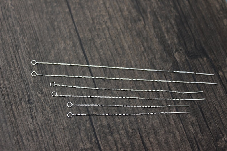 Chain End Thread 2 Pairs Sterling Silver Box Chain Ear Threads,70mm 90mm 110mm Silver ...