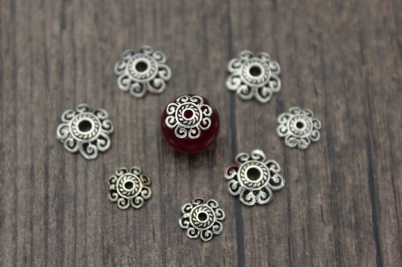 10 Sterling Silver Bead Caps,6mm 8mm 10mm for selection,Sterling Silver Flower Bead Caps