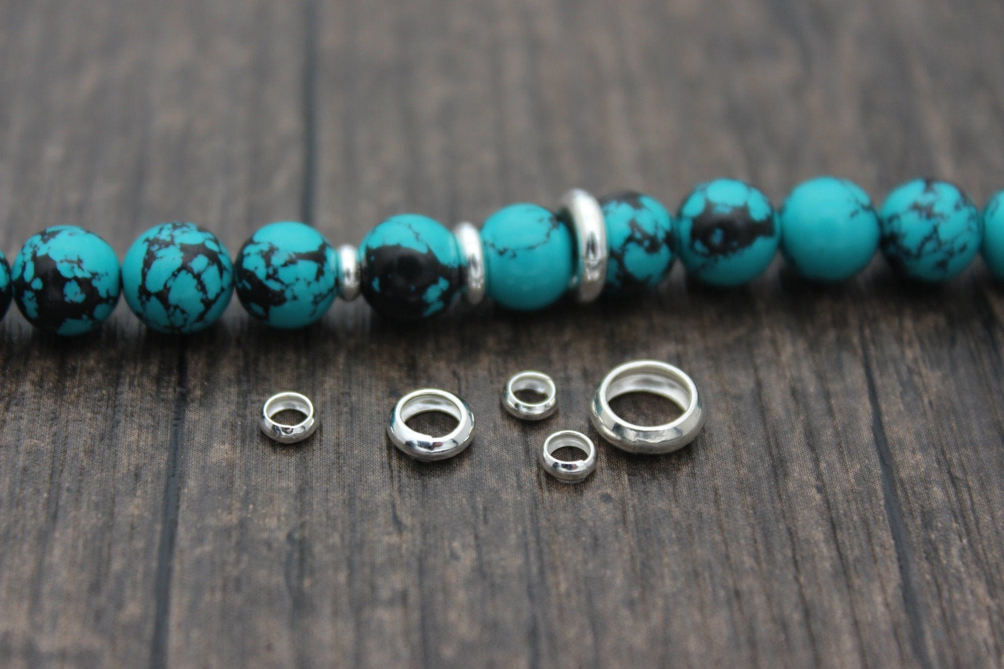 4MM/6MM/8MM Sterling Silver Rondelle Beads,Silver Ring Beads,Silver Ring Spacer Beads,Silver Donut Beads