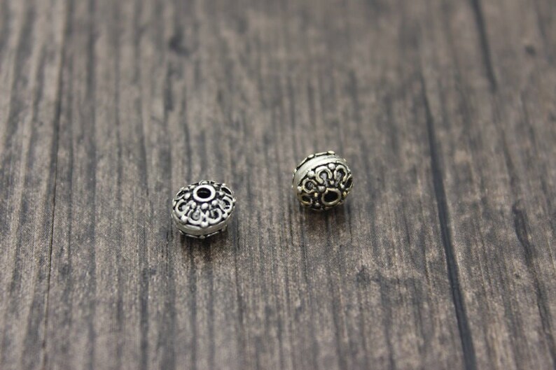 2 Sterling Silver Rondelle Beads,7mm Sterling Silver Spacer Beads,Flat Round Beads,Silver Beads Spacer,Wheel Beads image 2