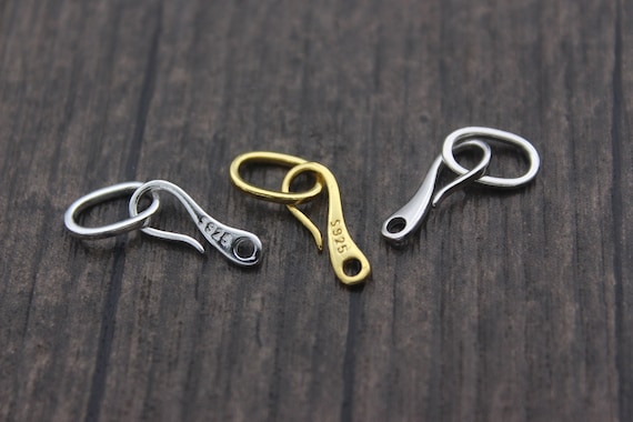 1PC Sterling Silver Clasp,Silver Hook Clasp,Gold Plated S Hook Clasp for Bracelet and Necklace