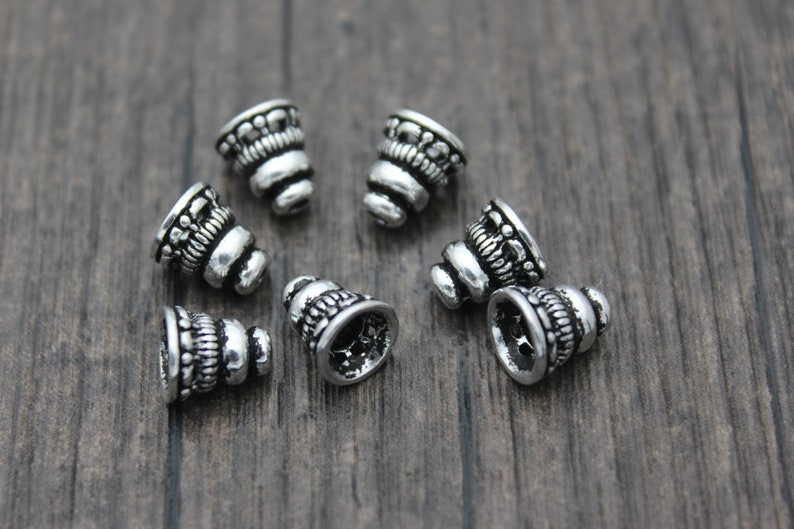 4 Sterling Silver Bead Caps,8x9mm Silver Tassel Bead Caps,Cone Bead Caps,Silver Bead Cones
