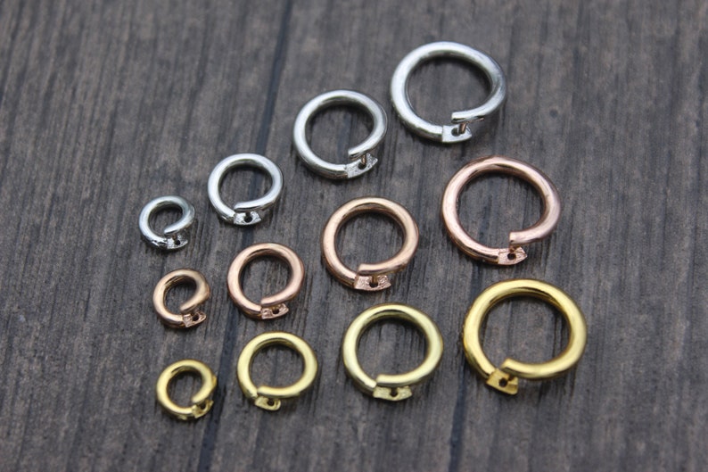Sterling Silver Lock Jump Rings,Open Jump Rings,6mm 8mm 10mm 12mm 14mm Rose Gold Plated,Gold Plated Lock in Jump Rings image 6
