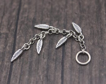 1PC Sterling Silver Leaf Charm,Silver Leaf Tassel Charm-Leaf Dangle Charm for Necklace and Jewelry Making,Earring DIY Gift (Multi-Use)