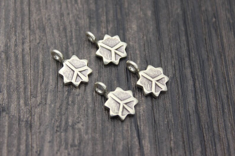 4 Karen Hill Tribe Sterling Silver Peace Charm,Sterling Silver Peace Sign,Peace Symbol Silver round disc charm,Silver Star of David