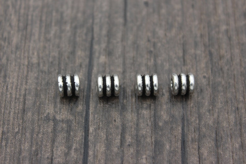 4 Sterling Silver Barrel Beads,6x6mm Sterling Silver Spacer Beads,Silver Spacers,Sterling Silver Beads Spacer