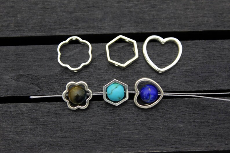 Sterling Silver Bead Frames for 6mm 8mm 10mm beadsFlower Etsy