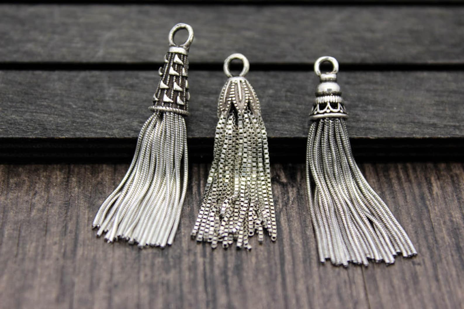 1pcsterling Silver Tassel Charmsterling Silver Chain Tassel Etsy