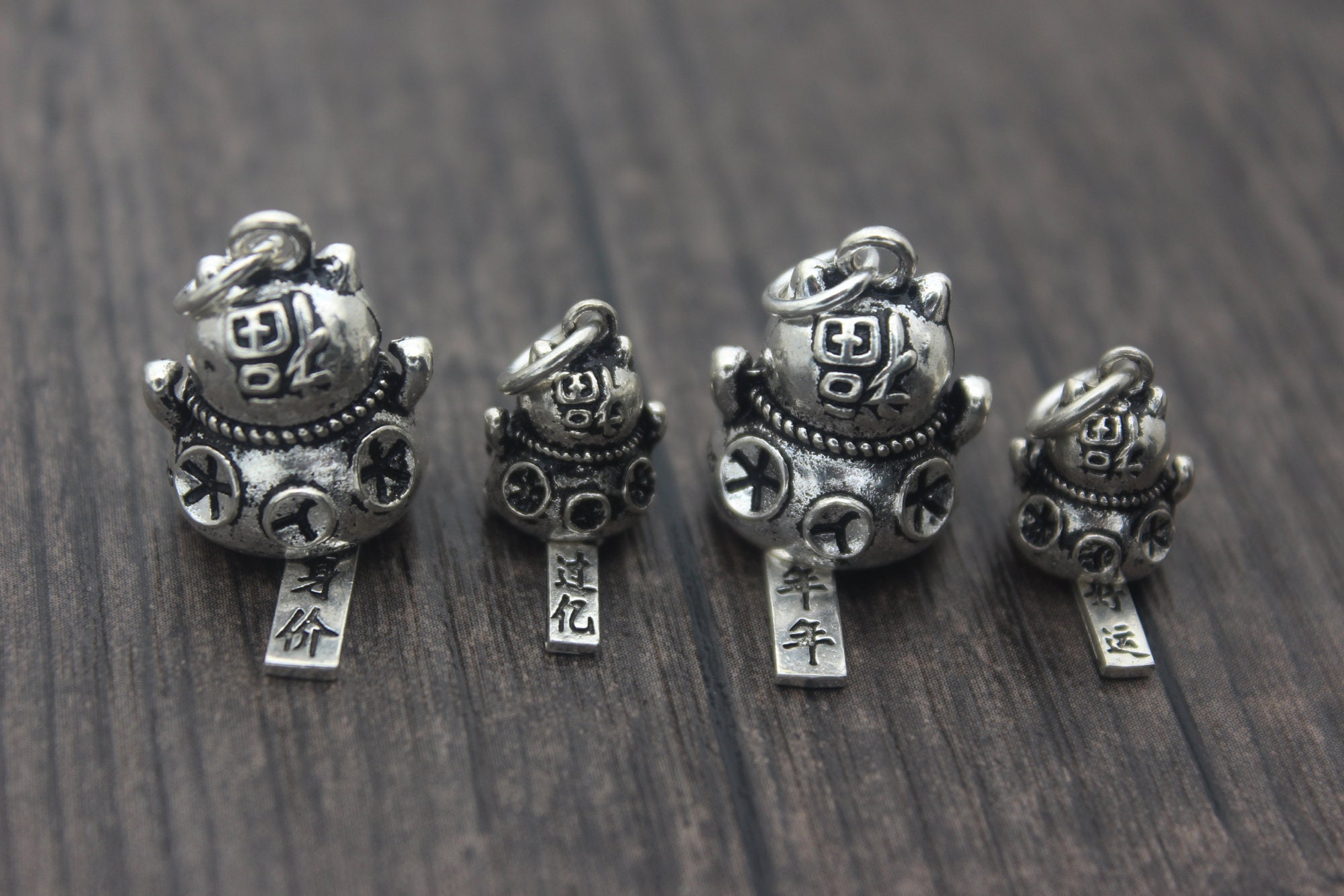 Sterling Silver Lucky Cat Charmgood Fortune Cat Charmcat Etsy