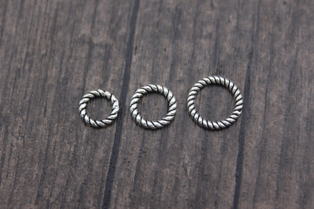 4 Sterling Silver Coiled Ring Beads,8mm 9mm 11mm Silver Twisted Rope ...
