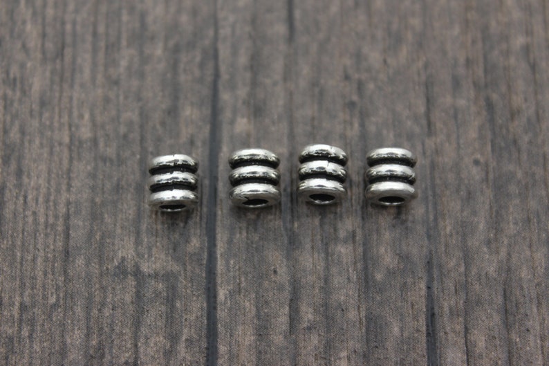 4 Sterling Silver Barrel Beads,6x6mm Sterling Silver Spacer Beads,Silver Spacers,Sterling Silver Beads Spacer