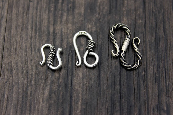 2 Sterling Silver S Hook Clasps,Sterling Silver Hook Clasp,Silver Clasp Connector,Hook Clasp,S Clasp,Necklace Clasp,Connector Clasp