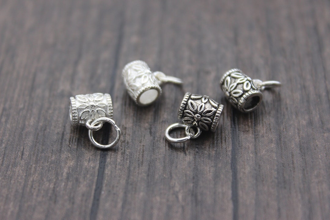 2 Sterling Silver Flower Bail Tubes,floral Tube Bails,bail Connectors ...