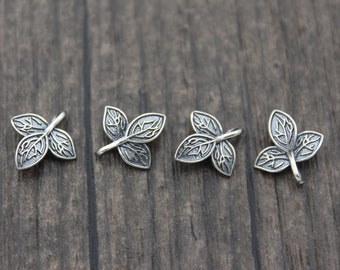 4 Sterling Silver Leaf Charms,Double Strand Separators,2 Strand Separator Bars,Double Strand Spacer Bars