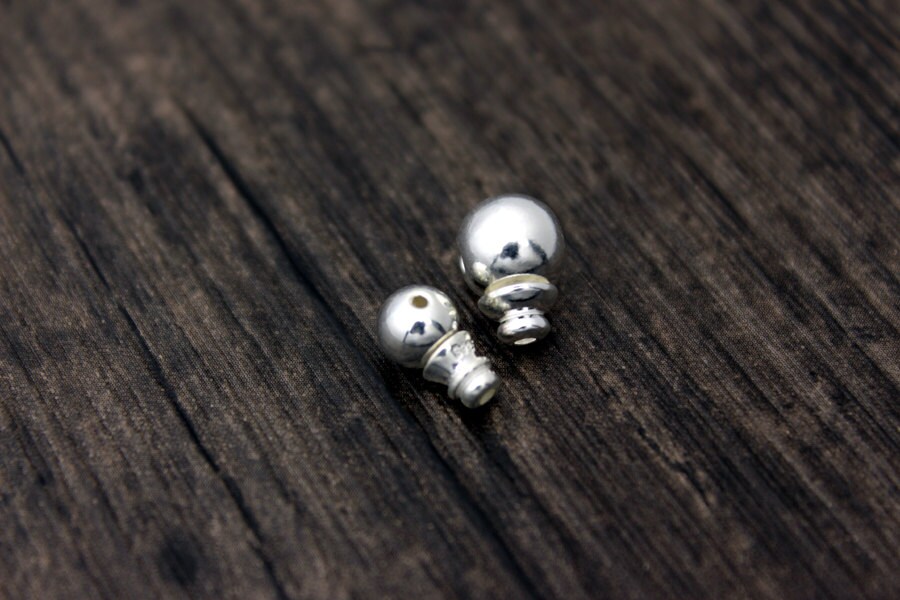 Perline Guru in argento sterling da 6 mm e 8 mm, perline da preghiera in argento sterling, perline da preghiera a tre fori, perline Guru, perline da preghiera, perline Mala - Italia