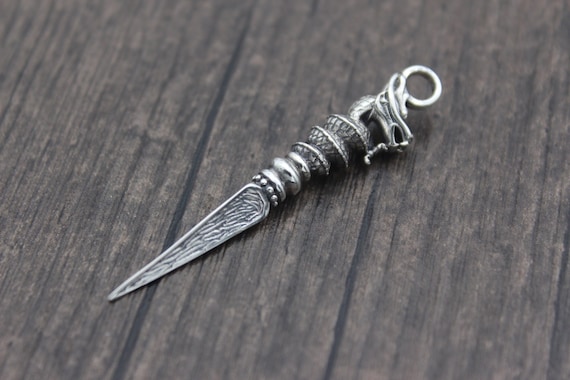 1PC Sterling Silver Dragon Head Phurba Dagger Pendant,sterling 
